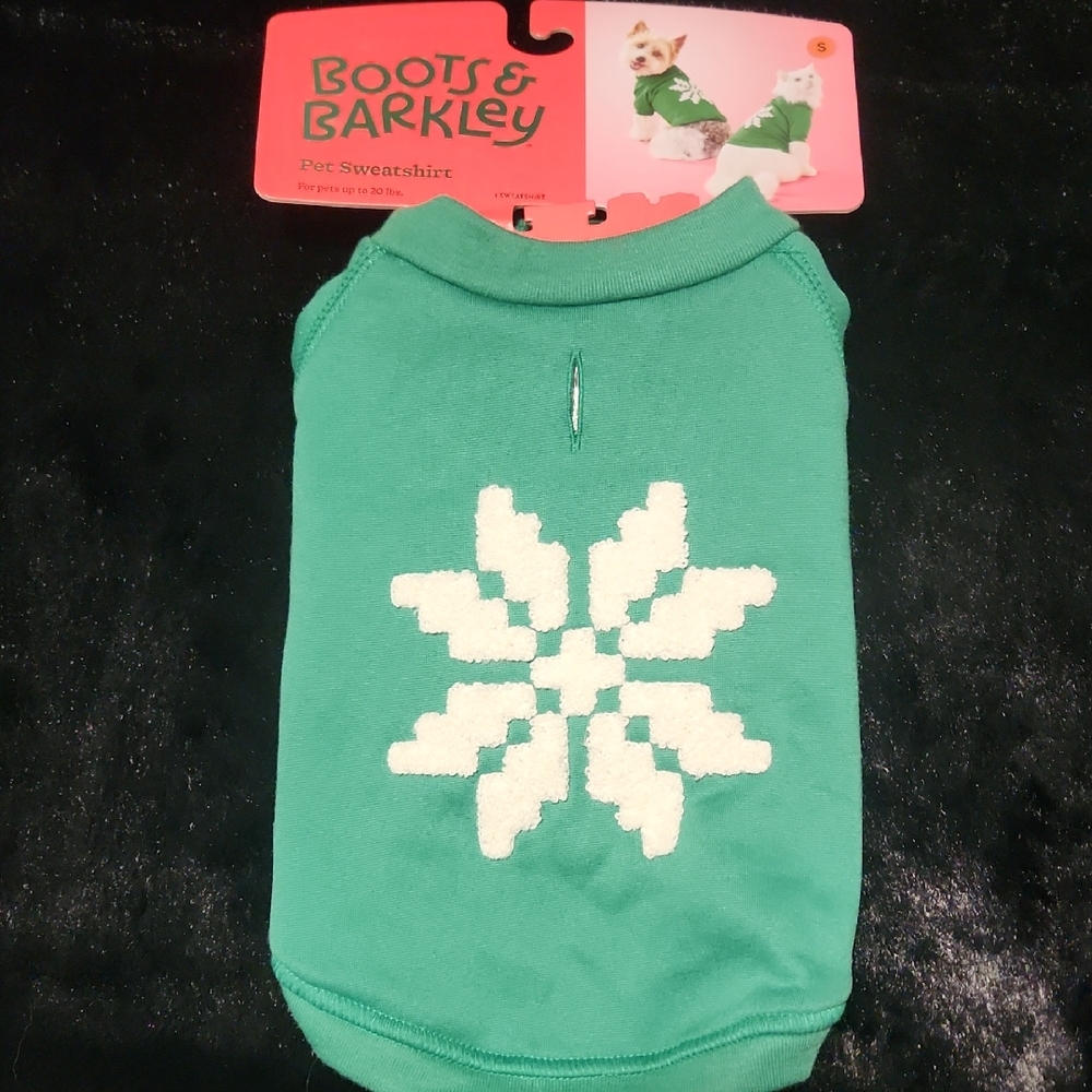 Boots & Barkley Teal Pet Sweater with Cream Snowflake - Small Dog Size